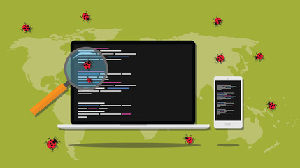 Wall Mural - debugging searching bugs in programming software development