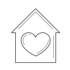 Sticker - Home with heart vector line icon isolated on white background. Sweet home line icon for infographic, website or app.