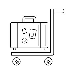 Wall Mural - Luggage trolley vector line icon isolated on white background. Luggage trolley line icon for infographic, website or app. Icon designed on a grid system.