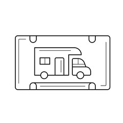 Sticker - RV parking vector line icon isolated on white background. RV parking line icon for infographic, website or app. Icon designed on a grid system.