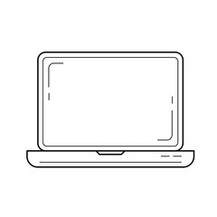 Poster - Laptop computer vector line icon isolated on white background. Computer line icon for infographic, website or app.