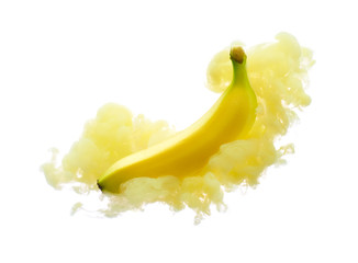 Wall Mural - Banana on ink isolated over white background