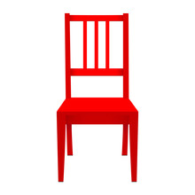 Red Chair - Front View. Red Stool Isolated On White Background. Vector Illustration