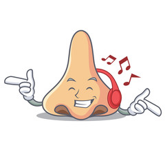 Sticker - Listening music nose mascot cartoon style