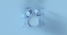 Blue Drum Kit 3d Illustration	