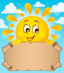 Wall Mural - Happy sun holding parchment theme 1