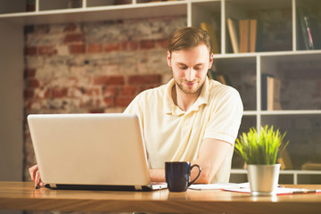 Wall Mural - Young man with a laptop