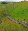 The ruin of a Roman Milecastle on Hadrian's Wall in England.