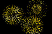 Yellow Fireworks In The Night Sky