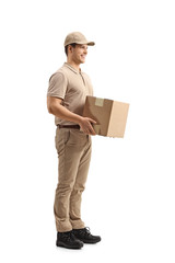 Sticker - Delivery person holding a package and waiting in line