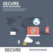 Secure Data Exchange Flat Icon Banner Concept 