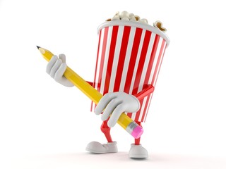 Wall Mural - Popcorn character holding pencil