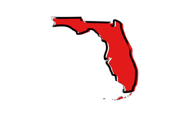 Wall Mural - Stylized red sketch map of Florida