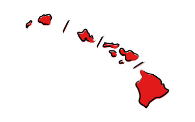 Wall Mural - Stylized red sketch map of Hawaii