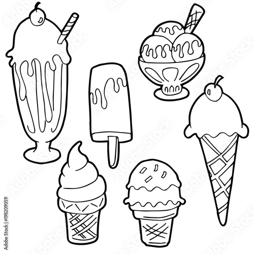 Ice Cream Cartoon Set Black And White Buy This Stock Vector And Explore Similar Vectors At Adobe Stock Adobe Stock