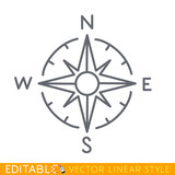 Fototapeta  - Wind rose isolated on white. Compass directions. Editable line sketch icon. Stock vector illustration.