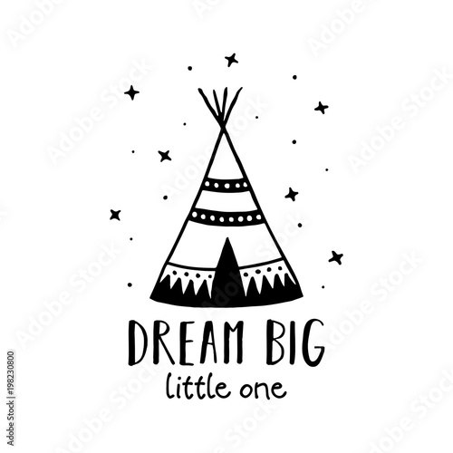 Cuadros en Lienzo Dream big scandinavian style hand drawn poster