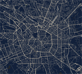 Poster - vector map of the city of Milan, capital of Lombardy, Italy