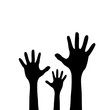 © Salamatik - Raised up children's hands. Black silhouette. Isolated on a white background. Vector