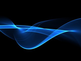      Abstract Background With Blue Line Wave On Black 