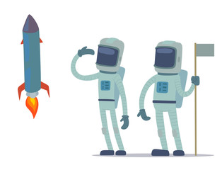 Wall Mural - Astronaut in space vector character having fun spaceman galaxy cosmos atmosphere astronautics system fantasy traveler man.