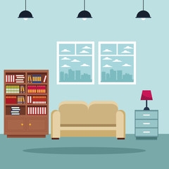 Wall Mural - Home living room interior vector illustration graphic design