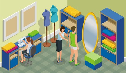 Sticker - Isometric Fashion Atelier Template