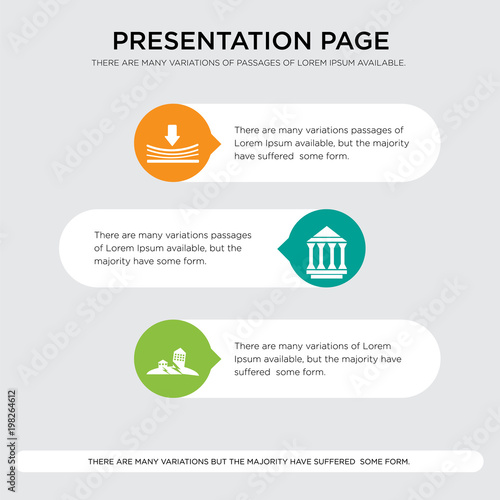 Stampe earthquake, municipality, elastic presentation design template in orange, green,