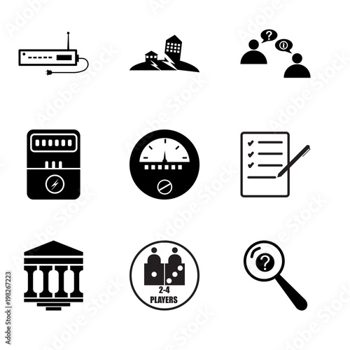 Stampe Set Of 9 simple editable icons such as inquiry, number of players, bank branch,