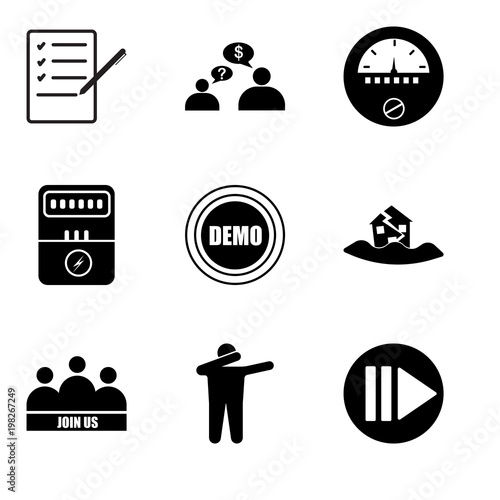 Stampe Set Of 9 simple editable icons such as next steps, dab, join us, earthquake, dem