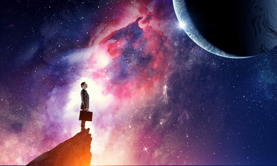 Wall Mural - businessman and cosmos concept