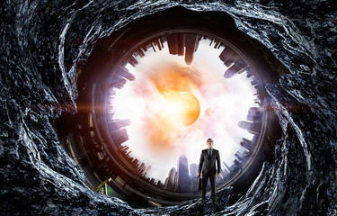 Wall Mural - businessman and cosmos concept