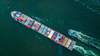 © Kalyakan - Container Cargo ship import and export business, Freight Transportation import export logistic.