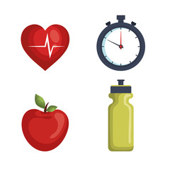 Canvas Print - healthy lifestyle set icons