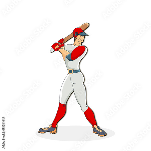 Vector hand drawn illustration of a baseball player hitting the ball ...