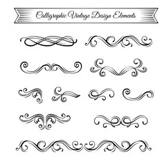 Wall Mural - Swirls, swashes, scrolls. Ornate filigree borders. Flourish frames. Swirls set. Vector.