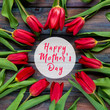Happy Mother's Day card with red tulips