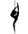 Vector silhouette of girl and pole on a white background. Pole dance illustration for fitness, striptease dancers, exotic dance. Vector illustration EPS10 for logotype, badge, icon, logo, banner, tag.