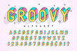 Trendy display font popart design, alphabet, letters and numbers