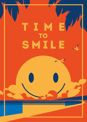 Poster - Summer Holiday and Summer Camp poster with smiley sun