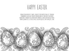 Happy Easter.Set Of Easter Eggs With Different Texture On A White Background.