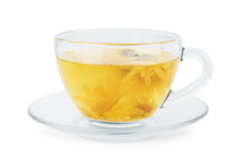 A Phyto Tea In A Transparent Cup On A White Background