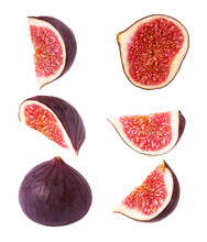 Figs Cut Into Pieces On A White Background