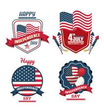 Set Of USA Independence Day Cards Vector Illustration Graphic Design