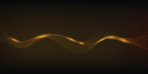Wall Mural - sparkling dots wave with space for text for banners graphic design.energy line with highlights and d