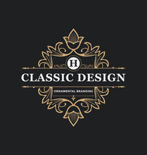 Calligraphic Label Design Template - Classic Ornamental Style. Elegant Luxury Frame With Typography