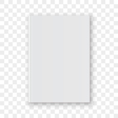 book cover blank white vertical design template. vector empty book cover model mockup isolated on tr