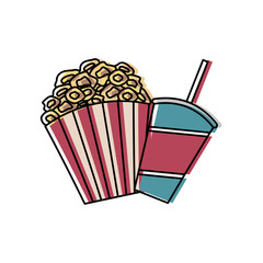 Wall Mural - pop corn and soda cinema icon vector illustration design