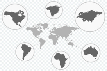 Poster - world map vector icon with parts of the earth