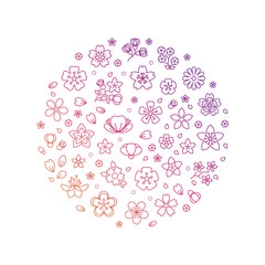 Poster - Blossom flowers thin line icons